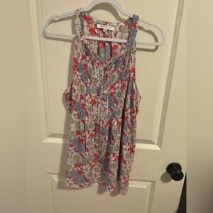 Rose & Olive Red and Blue Floral Blouse sleeveless